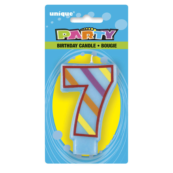 Number 7 Colourful Numeral Candle